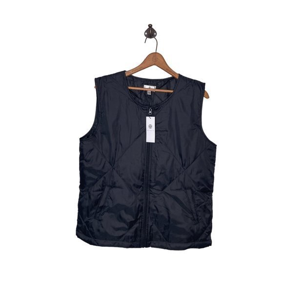 New‎ Socialite S/M Small Medium Solid Black Quilted Oversized Puffer Vest Jacket - Picture 2 of 5